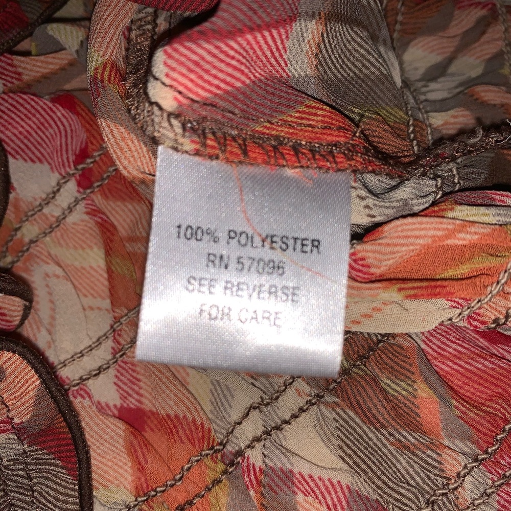 Sheer Ruched Neck Plaid Blouse - Picture 3 of 4